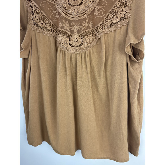 Torrid Washable Crinkle Gauze Yoke Flutter SS Top Plus Size 2 2X Boho Festival - Picture 6 of 14